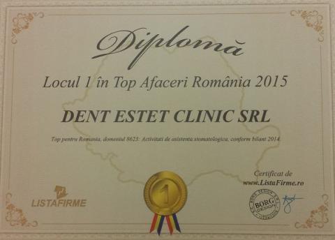 DENT ESTET, din nou locul 1 în topul clinicilor dentare din România